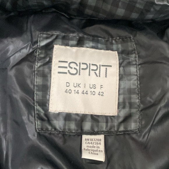 Vintage Black green Checkered Puffer down and feather Jacket sz 10 - Picture 3 of 12